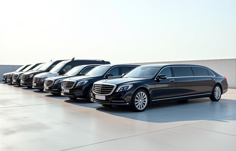 Lineup of A Plus Coach luxury vehicles